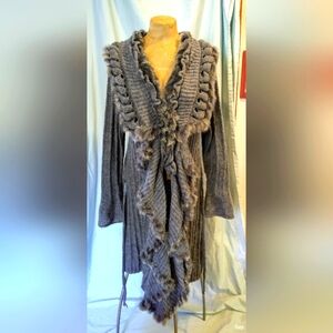 NWOT Long Cashmere Blend with Fur Sweater